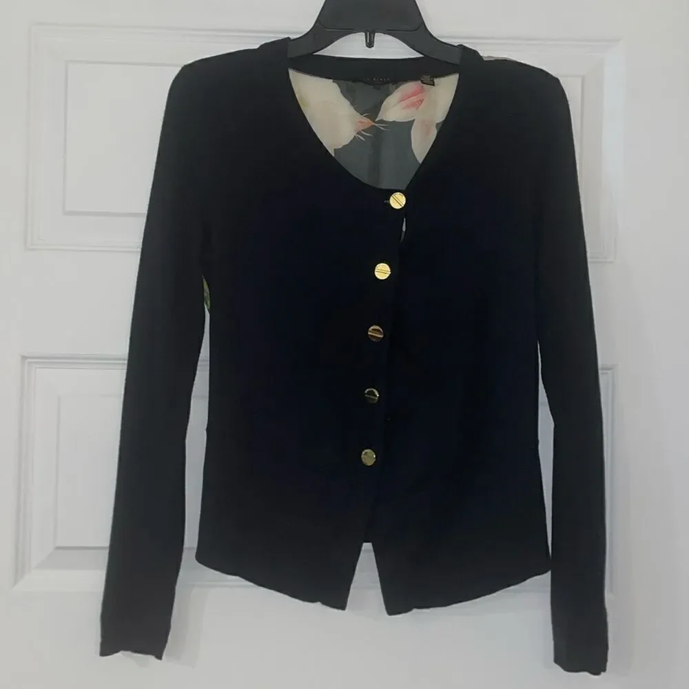 Ted Baker London Black Floral Back Cardigan